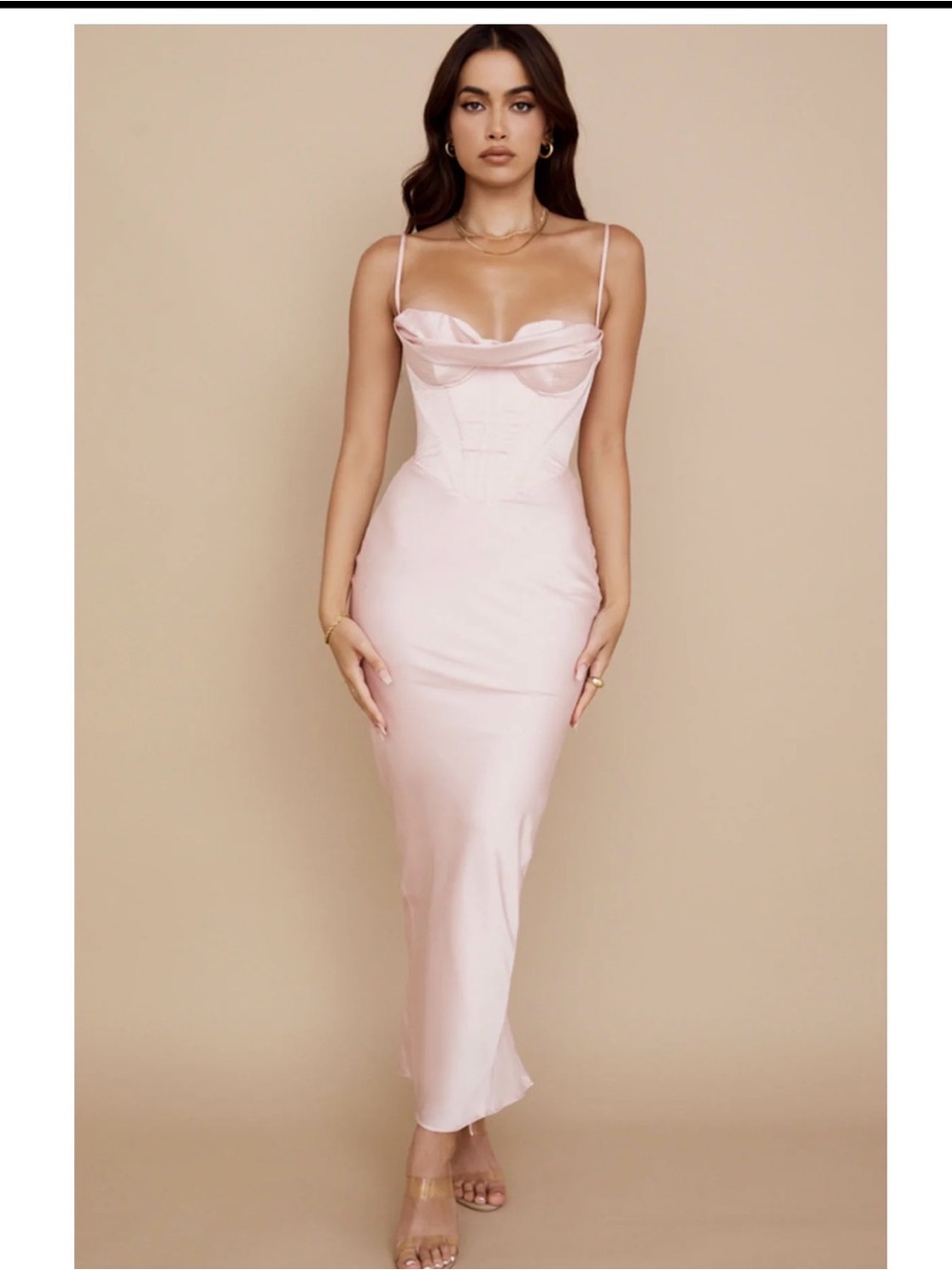 House of CB CHARMAINE
Blush Pink Corset Maxi Dress